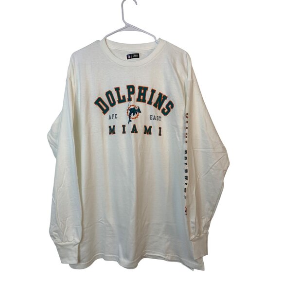 NFL Miami Dolphins Long Sleeve T-Shirt Mens L White Cotton RAA10421 New - Picture 5 of 7